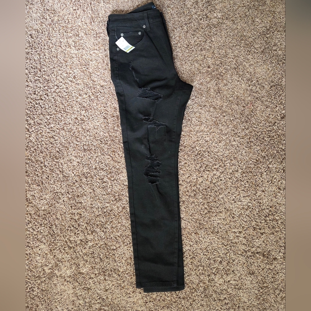 Aeropostale Black Distressed Skinny Jeans - Picture 5 of 8